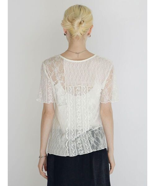 :ETHROF(イーサオブ)の「SHEER LACE DESIGN TOPS(Tシャツ/カットソー・レディース・ブラック/オフホワイト・FREE)」の15枚目の写真