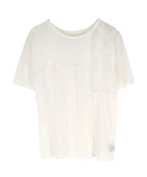 :ETHROF(イーサオブ)の「SHEER LACE DESIGN TOPS(Tシャツ/カットソー・レディース・ブラック/オフホワイト・FREE)」の16枚目の写真