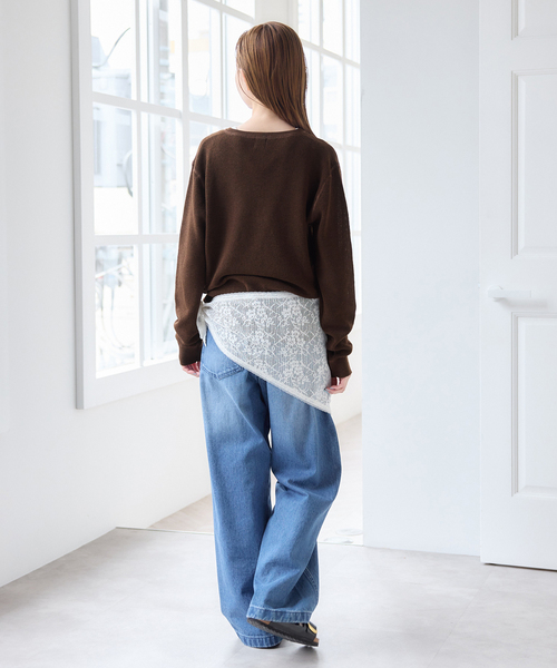U by SPICK&SPAN(ユーバイスピックアンドスパン)の「シアーワッフルヘンリーネックニット(ニット/セーター・レディース・ブラウン/ホワイト/ブルー/イエロー・FREE)」の19枚目の写真