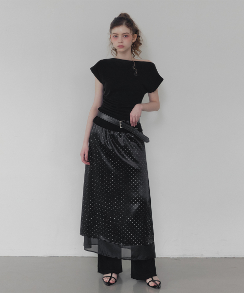 TWEE（トゥウィー）の「ミュア ワンオフ シャーリングアシンメトリーティーシャツ（ベルトセット）（Tシャツ/カットソー・レディース・グレー/ネイビー/ブラック・FREE）」の6枚目の写真