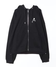 BOXY GLASS BEADED ZIP UP HOODIE