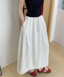 ロング丈 フレアスカート ウエストゴム