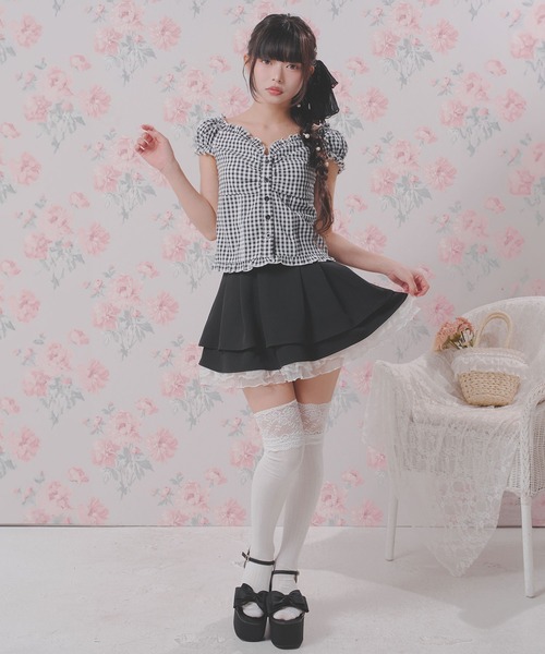DearMyLoveRose（ディアマイラブローズ）の「2WAYパフスリーブギンガムチェックブラウス【大きいサイズあり】（シャツ/ブラウス・レディース・レッド/ブラック・M-L/LL～3L/L～LL）」の3枚目の写真