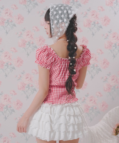DearMyLoveRose（ディアマイラブローズ）の「2WAYパフスリーブギンガムチェックブラウス【大きいサイズあり】（シャツ/ブラウス・レディース・レッド/ブラック・M-L/LL～3L/L～LL）」の11枚目の写真