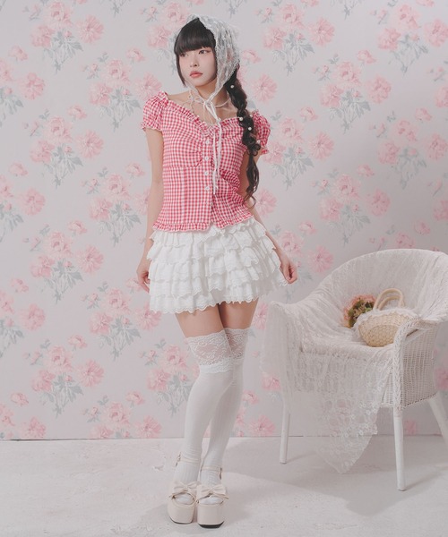 DearMyLoveRose（ディアマイラブローズ）の「2WAYパフスリーブギンガムチェックブラウス【大きいサイズあり】（シャツ/ブラウス・レディース・レッド/ブラック・M-L/LL～3L/L～LL）」の12枚目の写真