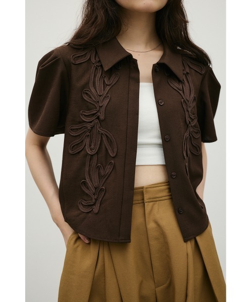 STYLEMIXER(スタイルミキサー)の「コードアクセントシャツ(シャツ/ブラウス・レディース・ブラック/ブラウン/ホワイト・FREE)」の1枚目の写真
