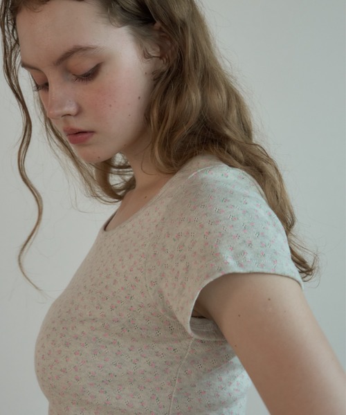 Birthday room(バースデイルーム)の「メルティングフワラーT/Melting Flower T-Shirt(Tシャツ/カットソー・レディース・ダークグレー/ホワイト/ライトグレー・FREE)」の11枚目の写真
