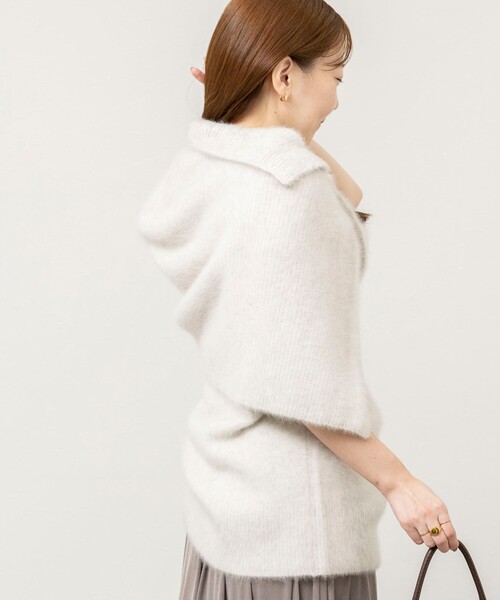 NOLLEY’S Sophi(ノーリーズソフィ)の「ウール混ヘアリー片開きポンチョ(ニット/セーター・レディース・ダークブラウン/グレイッシュベージュ・38)」の12枚目の写真