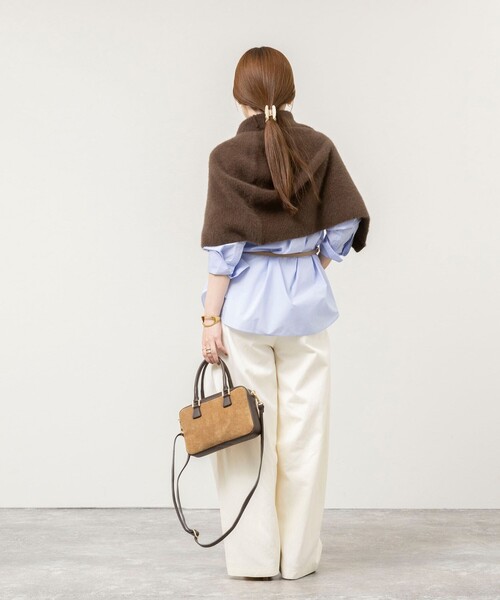 NOLLEY’S Sophi(ノーリーズソフィ)の「ウール混ヘアリー片開きポンチョ(ニット/セーター・レディース・ダークブラウン/グレイッシュベージュ・38)」の16枚目の写真