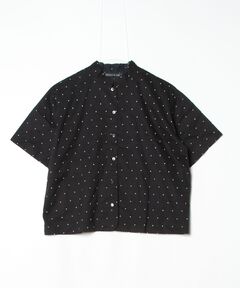 セール】crinkle crinkle crinkle dot 3D embroidery open collar