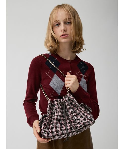 LILY BROWN（リリーブラウン）の「チェーンショルダーポケットバッグ（ショルダーバッグ・レディース・ダークグリーン/アイボリー/ピンク・F）」の3枚目の写真