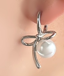 【apres jour clair】パールリボンピアス