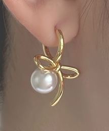 【apres jour clair】パールリボンピアス