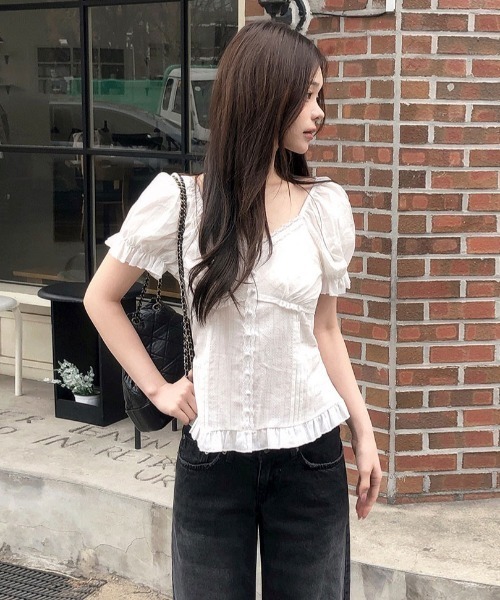 FAVORITO（ファヴォリート）の「フリルブラウス（シャツ/ブラウス・レディース・ホワイト・S/M/L/XL）」の7枚目の写真