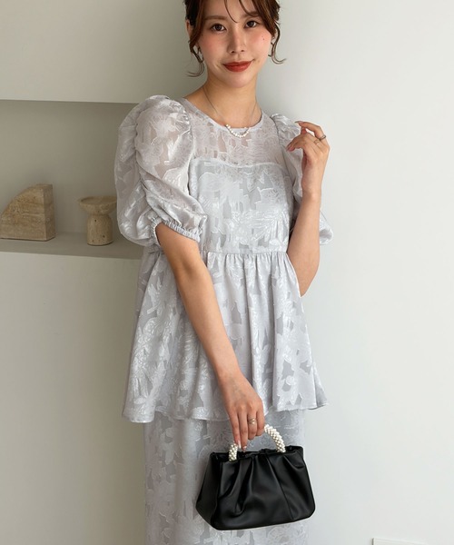 GeeRA(ジーラ)の「バブルスリーブペプラムジャガードドレス(ドレス・レディース・ブラック/ライトグレー・X-LARGE/LARGE/MEDIUM)」の18枚目の写真