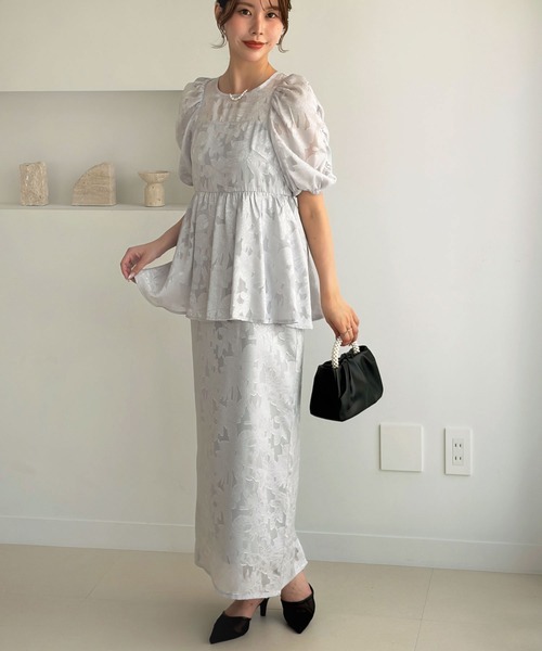 GeeRA(ジーラ)の「バブルスリーブペプラムジャガードドレス(ドレス・レディース・ブラック/ライトグレー・X-LARGE/LARGE/MEDIUM)」の15枚目の写真