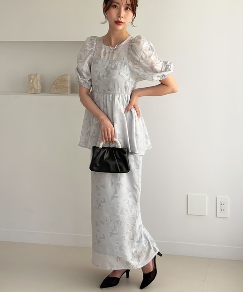 GeeRA(ジーラ)の「バブルスリーブペプラムジャガードドレス(ドレス・レディース・ブラック/ライトグレー・X-LARGE/LARGE/MEDIUM)」の14枚目の写真