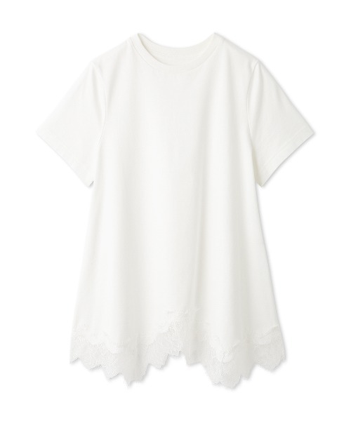Mila Owen(ミラオーウェン)の「【WEB限定】レースヘムTシャツ(Tシャツ/カットソー・レディース・ホワイト/ライトブルー/ブラック・F)」の9枚目の写真