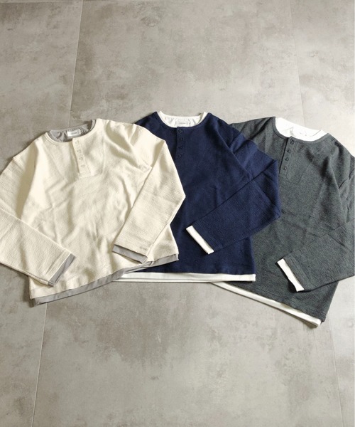 ATELANE(アテレーン)の「ATELANE /フェイクレイヤードヘンリーネック(Tシャツ/カットソー・メンズ・ネイビー/ブラック/ホワイト・X-LARGE/LARGE/MEDIUM)」の5枚目の写真