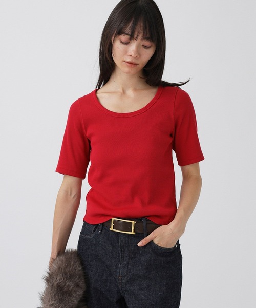 BABYLONE(バビロン)の「ギザテレコプルオーバー(Tシャツ/カットソー・レディース・グレー/オフホワイト/レッド・フリー)」の1枚目の写真
