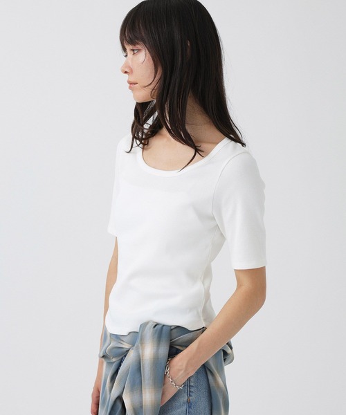 BABYLONE(バビロン)の「ギザテレコプルオーバー(Tシャツ/カットソー・レディース・グレー/オフホワイト/レッド・フリー)」の2枚目の写真