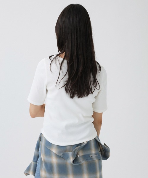 BABYLONE(バビロン)の「ギザテレコプルオーバー(Tシャツ/カットソー・レディース・グレー/オフホワイト/レッド・フリー)」の7枚目の写真