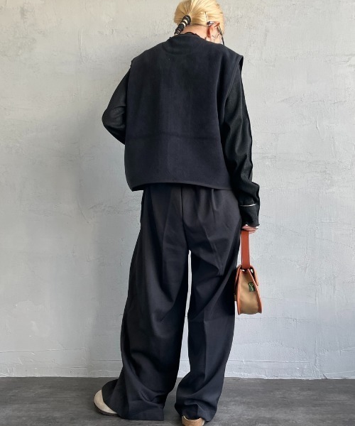 DANTON（ダントン）の「【WEB先行予約】[DANTON/ダントン] フリースノーカラーベスト（ベスト・レディース・グレイッシュベージュ/ブラック/ダークグレー・36）」の5枚目の写真