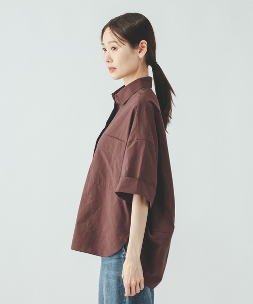 GLOBAL WORK（グローバルワーク）の「タイプライタ－コクーンシャツＴ/678457（シャツ/ブラウス・レディース・サックスブルー/ボルドー・MEDIUM/LARGE）」の15枚目の写真