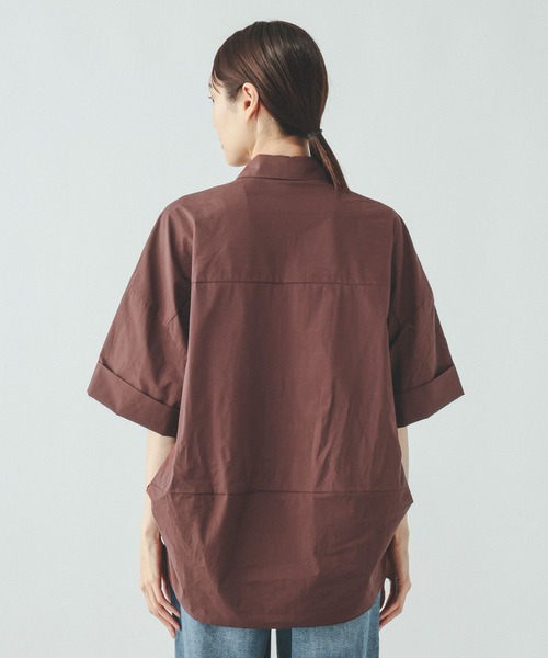GLOBAL WORK（グローバルワーク）の「タイプライタ－コクーンシャツＴ/678457（シャツ/ブラウス・レディース・サックスブルー/ボルドー・MEDIUM/LARGE）」の16枚目の写真