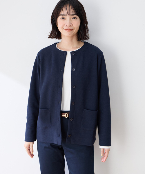DECOY SINCE 1981(デコイシンスイチキュウハチイチ)の「ワッフルクルーネックカットカーディガン(カーディガン/ボレロ・レディース・オレンジ/マスタード/ネイビー・L/LL/M)」の2枚目の写真