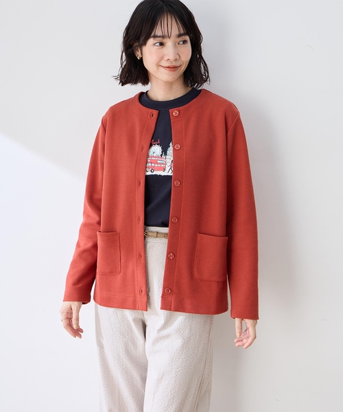 DECOY SINCE 1981(デコイシンスイチキュウハチイチ)の「ワッフルクルーネックカットカーディガン(カーディガン/ボレロ・レディース・オレンジ/マスタード/ネイビー・L/LL/M)」の1枚目の写真