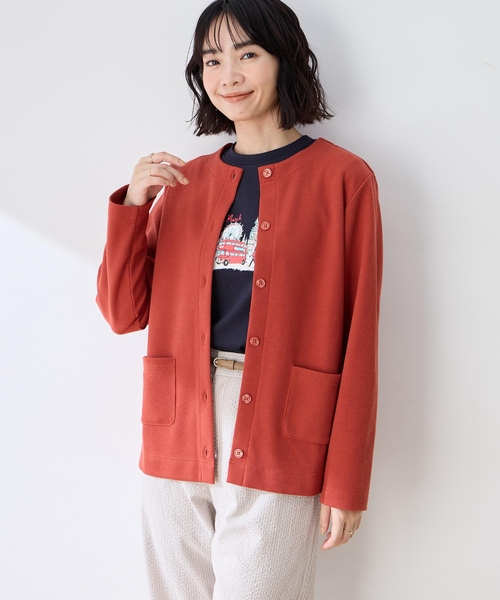 DECOY SINCE 1981(デコイシンスイチキュウハチイチ)の「ワッフルクルーネックカットカーディガン(カーディガン/ボレロ・レディース・オレンジ/マスタード/ネイビー・L/LL/M)」の14枚目の写真