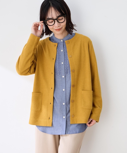 DECOY SINCE 1981(デコイシンスイチキュウハチイチ)の「ワッフルクルーネックカットカーディガン(カーディガン/ボレロ・レディース・オレンジ/マスタード/ネイビー・L/LL/M)」の18枚目の写真
