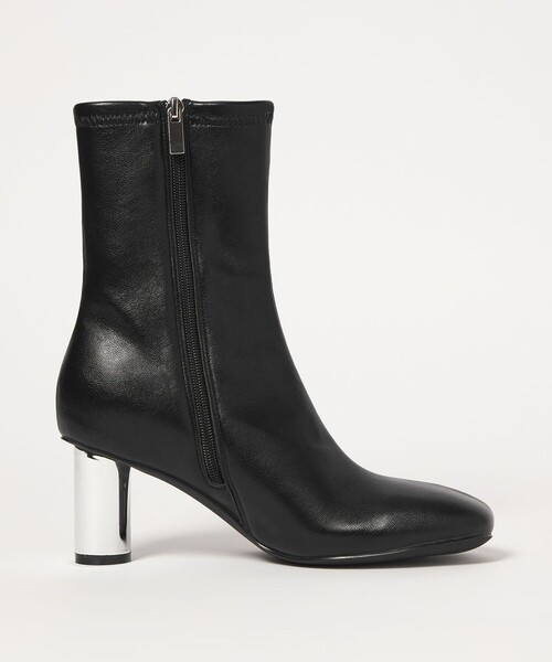 SY UNITED ARROWS（シーユナイテッドアローズ）の「＜SY＞オブリークシリンダーヒール ショートブーツ70↑（ブーツ・レディース・ブラック/ベージュ・22cm/22.5cm/23cm/23.5cm/24cm/24.5cm/25cm）」の5枚目の写真