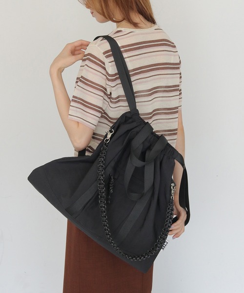 CLEIO(クレイオ)の「【CLEIO】Casselini(キャセリーニ) ナイロン3WAYスクエアトート NYLON 3WAY SQUARE TOTE(トートバッグ・レディース・ブラック/カーキ・FREE)」の4枚目の写真