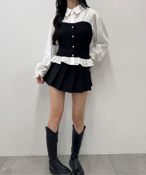 PHILLY(フィリー)の「フリルビスチェブラウス(シャツ/ブラウス・レディース・ブラック/ブラウン・FREE)」の8枚目の写真