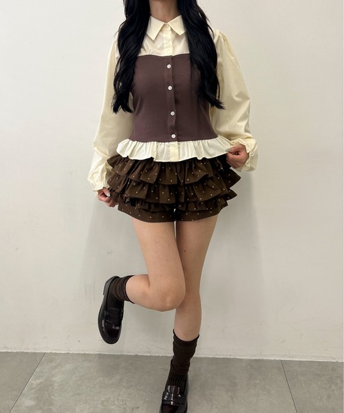 PHILLY(フィリー)の「フリルビスチェブラウス(シャツ/ブラウス・レディース・ブラック/ブラウン・FREE)」の15枚目の写真