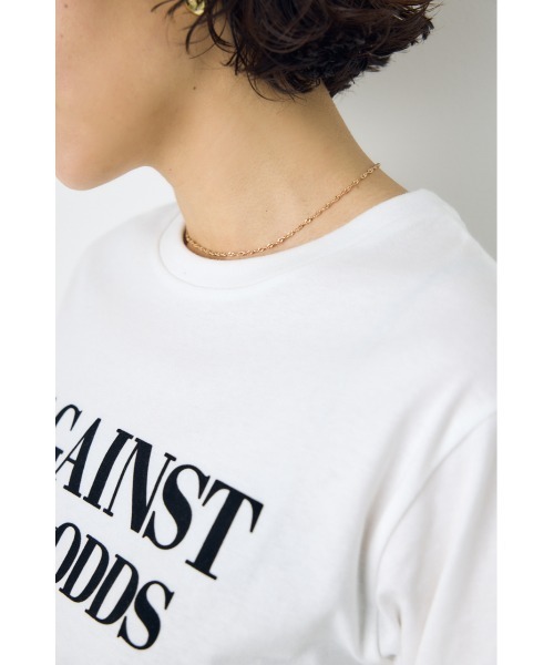 AZUL by moussy(アズールバイマウジー)の「フロッキーロゴロンT 秋服 冬服 春服 長袖 シンプル ロゴT(Tシャツ/カットソー・レディース・オフホワイト/ブラック/チャコールグレー/スモークピンク・FREE)」の11枚目の写真