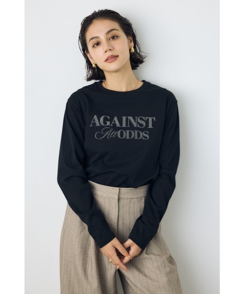 AZUL by moussy(アズールバイマウジー)の「フロッキーロゴロンT 秋服 冬服 春服 長袖 シンプル ロゴT(Tシャツ/カットソー・レディース・オフホワイト/ブラック/チャコールグレー/スモークピンク・FREE)」の14枚目の写真