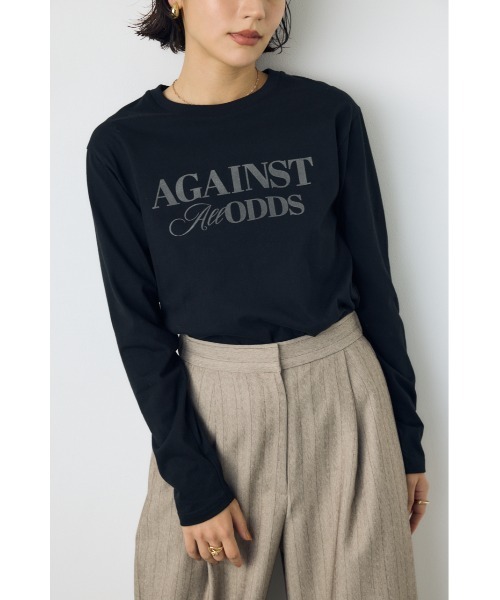 AZUL by moussy(アズールバイマウジー)の「フロッキーロゴロンT 秋服 冬服 春服 長袖 シンプル ロゴT(Tシャツ/カットソー・レディース・オフホワイト/ブラック/チャコールグレー/スモークピンク・FREE)」の15枚目の写真