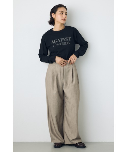 AZUL by moussy(アズールバイマウジー)の「フロッキーロゴロンT 秋服 冬服 春服 長袖 シンプル ロゴT(Tシャツ/カットソー・レディース・オフホワイト/ブラック/チャコールグレー/スモークピンク・FREE)」の18枚目の写真