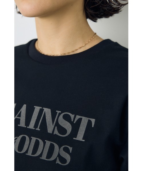 AZUL by moussy(アズールバイマウジー)の「フロッキーロゴロンT 秋服 冬服 春服 長袖 シンプル ロゴT(Tシャツ/カットソー・レディース・オフホワイト/ブラック/チャコールグレー/スモークピンク・FREE)」の20枚目の写真
