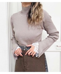 【WEB限定アイテム】レースドッキングスリーブリブニット
