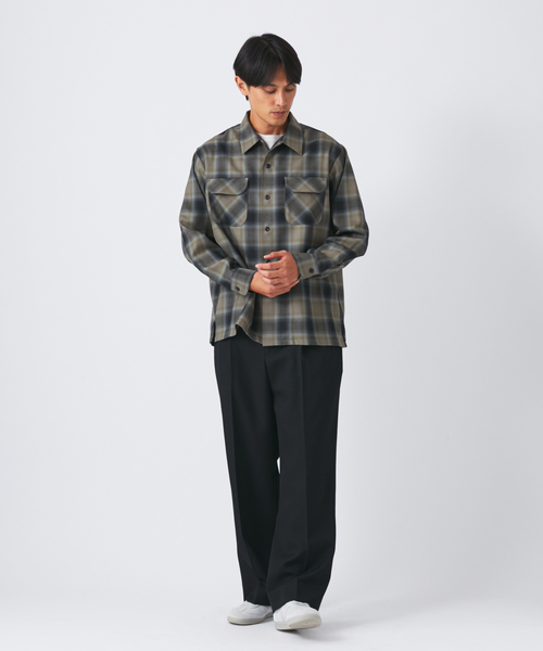 PENDLETON(ペンドルトン)の「PENDLETON(ペンドルトン) 別注 PURE WOOL チェック オープンカラーシャツ(シャツ/ブラウス・メンズ・チャコールグレー/ブラック・MEDIUM/LARGE)」の3枚目の写真