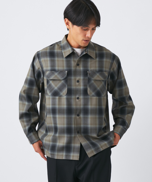 PENDLETON(ペンドルトン)の「PENDLETON(ペンドルトン) 別注 PURE WOOL チェック オープンカラーシャツ(シャツ/ブラウス・メンズ・チャコールグレー/ブラック・MEDIUM/LARGE)」の4枚目の写真