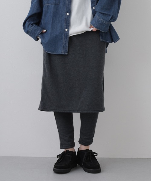 crossi(クロッシー)の「裏起毛レギンス付きスカート(スカート・レディース・ブラック系/グレー・LARGE)」の1枚目の写真