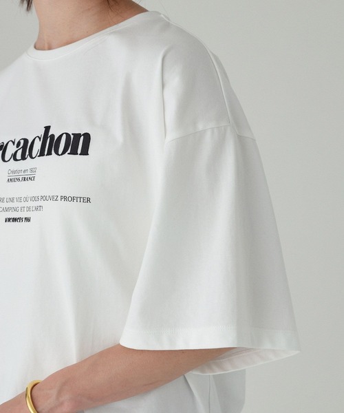 BABYLONE（バビロン）の「【La Hutte】刺繍ショートTシャツ（Tシャツ/カットソー・レディース・ブラウン/ホワイト・フリー）」の21枚目の写真