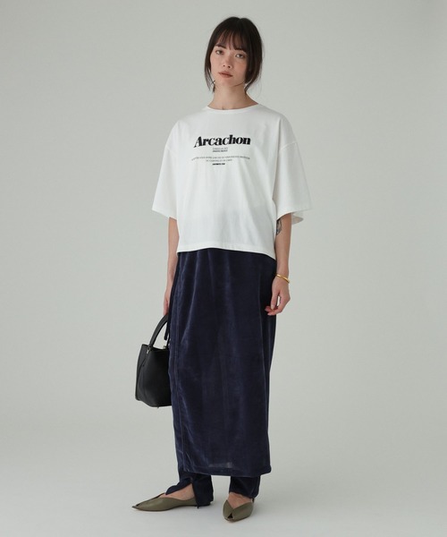 BABYLONE（バビロン）の「【La Hutte】刺繍ショートTシャツ（Tシャツ/カットソー・レディース・ブラウン/ホワイト・フリー）」の6枚目の写真