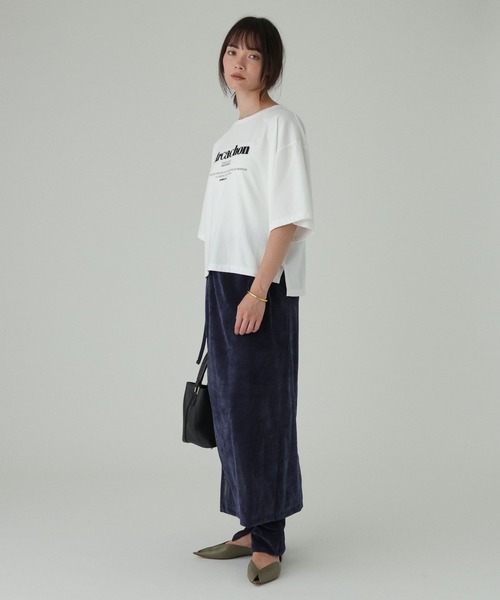BABYLONE（バビロン）の「【La Hutte】刺繍ショートTシャツ（Tシャツ/カットソー・レディース・ブラウン/ホワイト・フリー）」の7枚目の写真