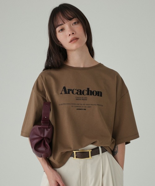 BABYLONE（バビロン）の「【La Hutte】刺繍ショートTシャツ（Tシャツ/カットソー・レディース・ブラウン/ホワイト・フリー）」の10枚目の写真